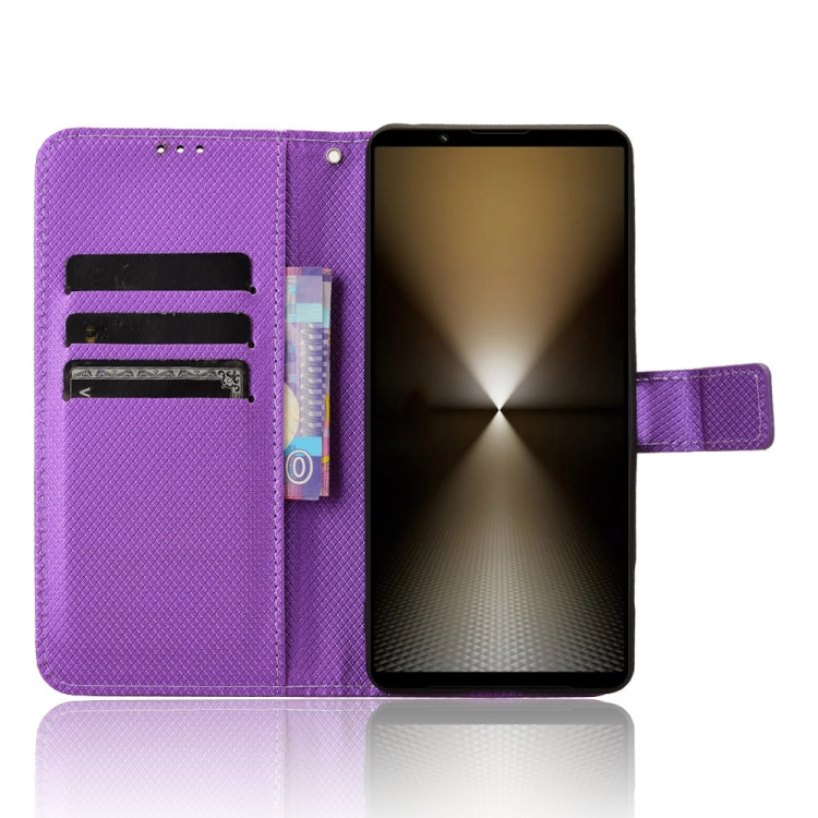 For Sony Xperia 1 VI 2024 Diamond Texture Leather Phone Case(Purple) - Sony Cases by PMC Jewellery | Online Shopping South Africa | PMC Jewellery | Buy Now Pay Later Mobicred