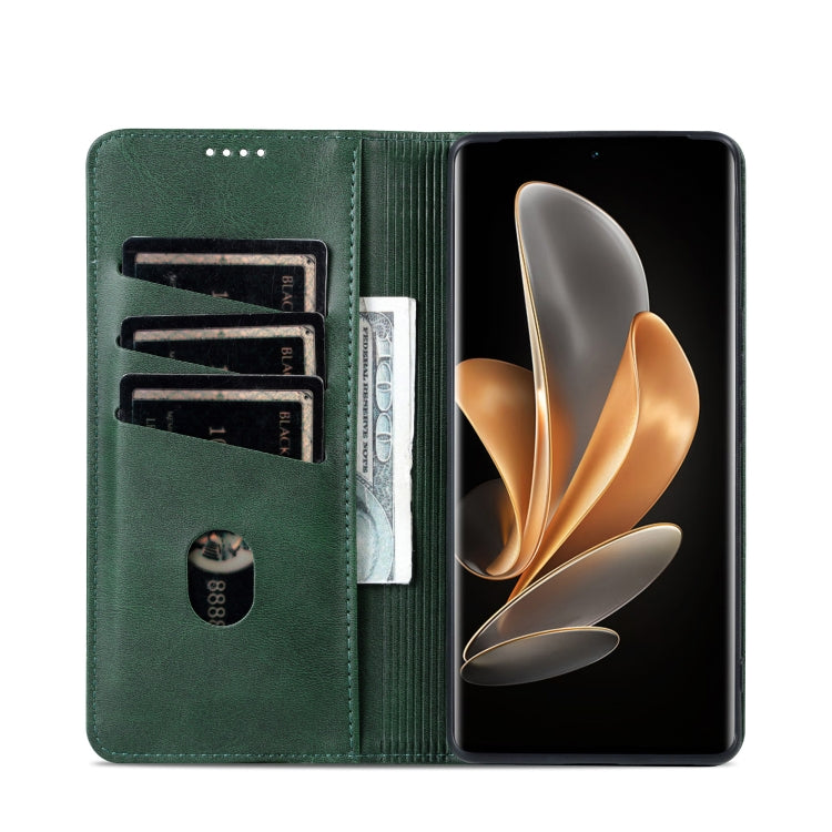 For Huawei Pura 70 Pro / 70 Pro+ Fine Hole AZNS Magnetic Calf Texture Flip Leather Phone Case(Dark Green) - Huawei Cases by AZNS | Online Shopping South Africa | PMC Jewellery | Buy Now Pay Later Mobicred