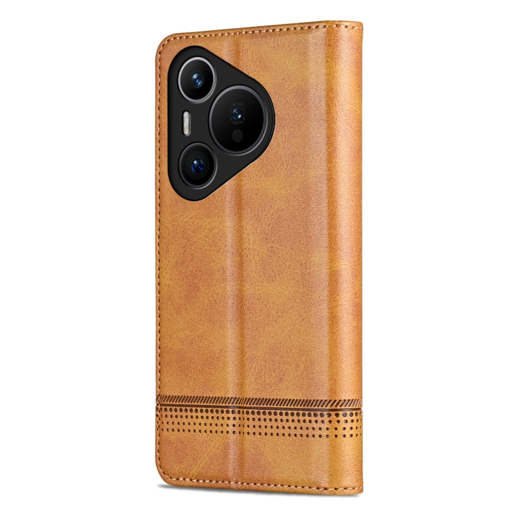 For Huawei Pura 70 Fine Hole AZNS Magnetic Calf Texture Flip Leather Phone Case(Light Brown) - Huawei Cases by AZNS | Online Shopping South Africa | PMC Jewellery | Buy Now Pay Later Mobicred