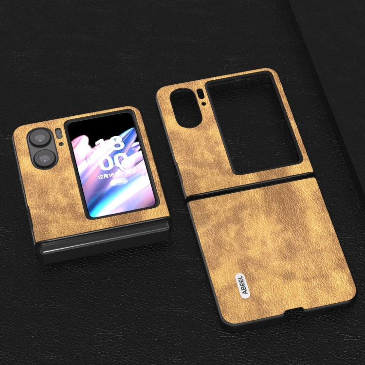 For OPPO Find N2 Flip ABEEL Retro Litchi Texture PU Phone Case(Brown) - Find N2 Flip Cases by PMC TechLife | Online Shopping South Africa | PMC TechLife | Buy Now Pay Later Mobicred