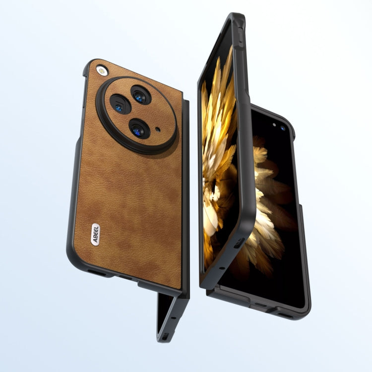 For OPPO Find N3 / OnePlus Open ABEEL Retro Litchi Texture PU Phone Case(Brown) - Find N3 Cases by PMC TechLife | Online Shopping South Africa | PMC TechLife | Buy Now Pay Later Mobicred