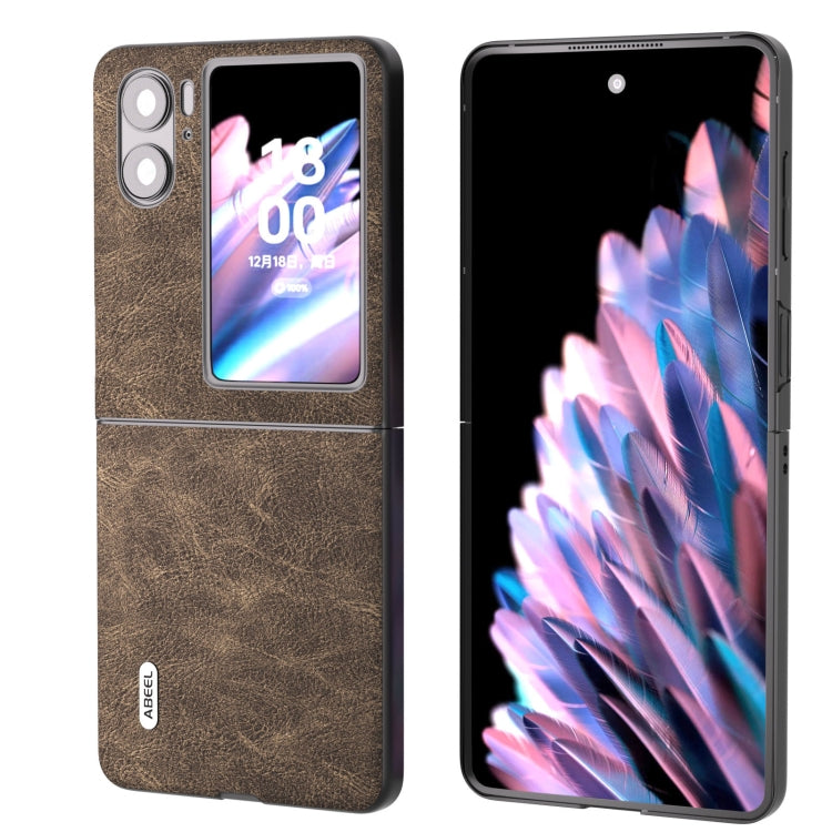 For OPPO Find N2 Flip ABEEL Dream Litchi Texture PU Phone Case(Khaki) - Find N2 Flip Cases by PMC TechLife | Online Shopping South Africa | PMC TechLife | Buy Now Pay Later Mobicred