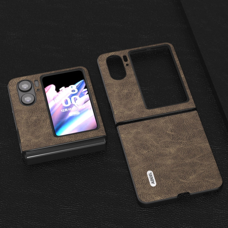 For OPPO Find N2 Flip ABEEL Dream Litchi Texture PU Phone Case(Khaki) - Find N2 Flip Cases by PMC TechLife | Online Shopping South Africa | PMC TechLife | Buy Now Pay Later Mobicred