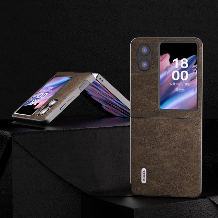 For OPPO Find N2 Flip ABEEL Dream Litchi Texture PU Phone Case(Khaki) - Find N2 Flip Cases by PMC TechLife | Online Shopping South Africa | PMC TechLife | Buy Now Pay Later Mobicred