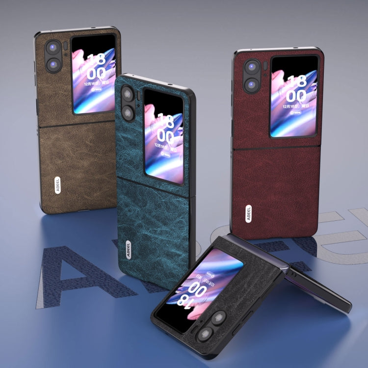 For OPPO Find N2 Flip ABEEL Dream Litchi Texture PU Phone Case(Khaki) - Find N2 Flip Cases by PMC TechLife | Online Shopping South Africa | PMC TechLife | Buy Now Pay Later Mobicred