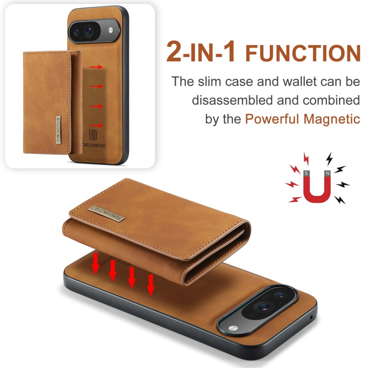 For Google Pixel 9 / 9 Pro DG.MING M1 Series 3-Fold Multi Card Wallet + Magnetic Phone Case(Brown) - Google Cases by DG.MING | Online Shopping South Africa | PMC Jewellery | Buy Now Pay Later Mobicred