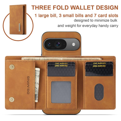 For Google Pixel 9 / 9 Pro DG.MING M1 Series 3-Fold Multi Card Wallet + Magnetic Phone Case(Brown) - Google Cases by DG.MING | Online Shopping South Africa | PMC Jewellery | Buy Now Pay Later Mobicred