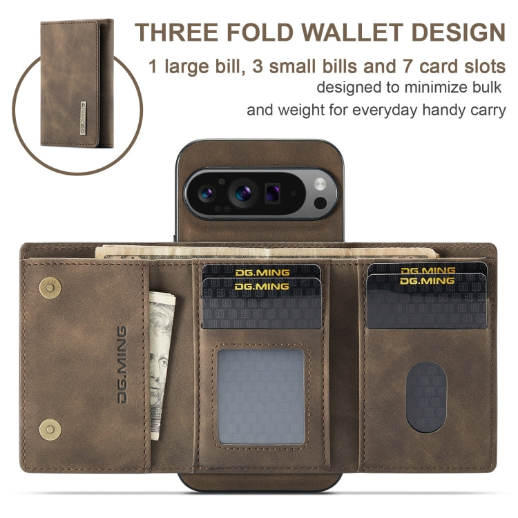 For Google Pixel 9 Pro XL DG.MING M1 Series 3-Fold Multi Card Wallet + Magnetic Phone Case(Coffee) - free shipping - PMC Jewellery - Order now!