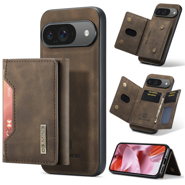 For Google Pixel 9 / 9 Pro DG.MING M2 Series 3-Fold Multi Card Bag + Magnetic Phone Case(Coffee) - Google Cases by DG.MING | Online Shopping South Africa | PMC Jewellery | Buy Now Pay Later Mobicred