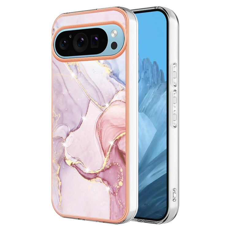 For Google Pixel 9 Pro XL Electroplating Marble Dual-side IMD Phone Case(Rose Gold 005) - Google Cases by PMC TechLife | Online Shopping South Africa | PMC TechLife | Buy Now Pay Later Mobicred