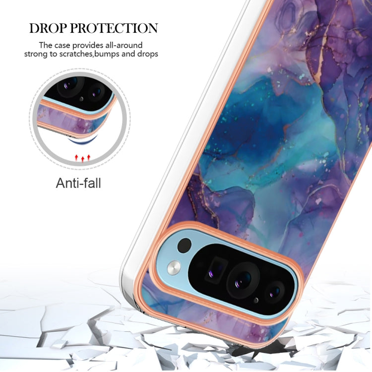 For Google Pixel 9 Pro XL Electroplating Marble Dual-side IMD Phone Case(Purple 016) - Google Cases by PMC Jewellery | Online Shopping South Africa | PMC Jewellery | Buy Now Pay Later Mobicred