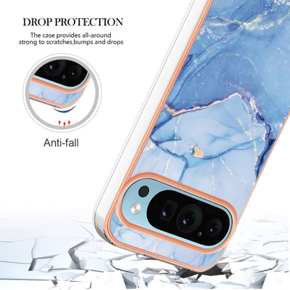 For Google Pixel 9 Pro XL Electroplating Marble Dual-side IMD Phone Case(Blue 018) - Google Cases by PMC Jewellery | Online Shopping South Africa | PMC Jewellery | Buy Now Pay Later Mobicred