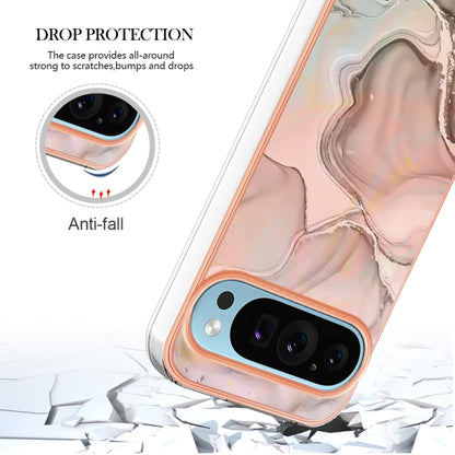 For Google Pixel 9 Pro XL Electroplating Marble Dual-side IMD Phone Case(Rose Gold 015) - Google Cases by PMC Jewellery | Online Shopping South Africa | PMC Jewellery | Buy Now Pay Later Mobicred