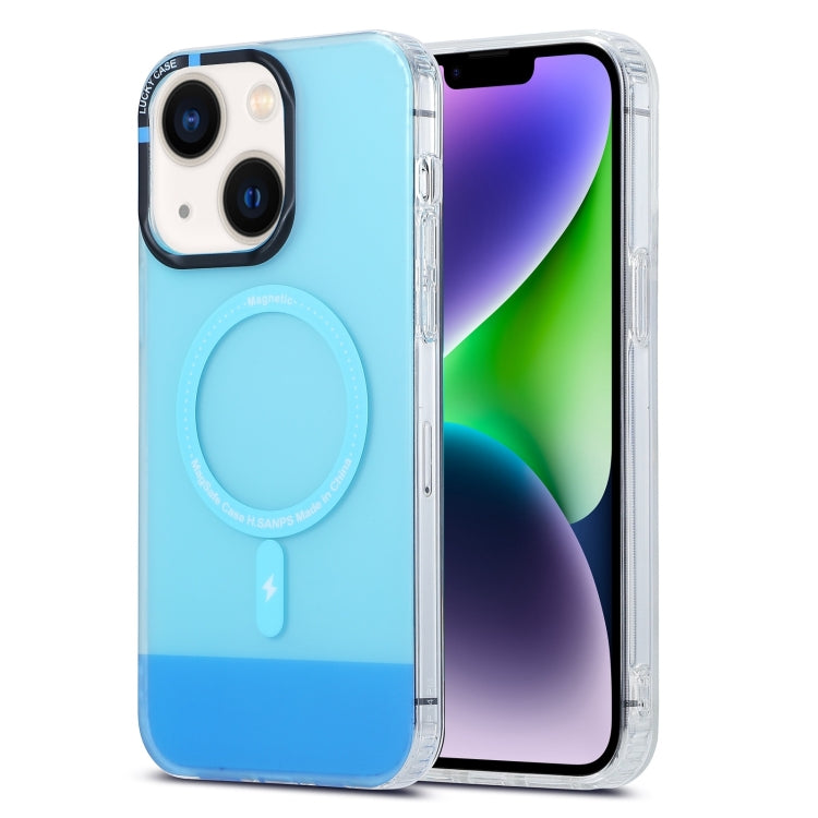 For iPhone 15 Plus PC + TPU IMD MagSafe Magnetic Phone Case(Blue) - iPhone 15 Plus Cases by PMC Jewellery | Online Shopping South Africa | PMC Jewellery