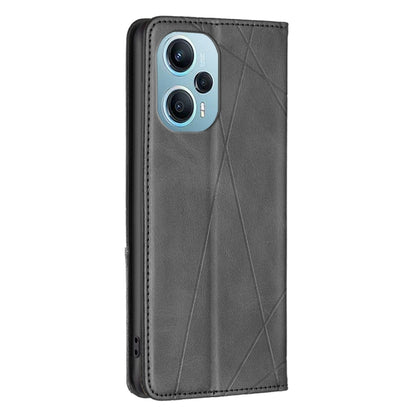 For Xiaomi Poco F5 5G / Redmi Note 12 Turbo Rhombus Texture Magnetic Leather Phone Case(Black) - Xiaomi Cases by PMC Jewellery | Online Shopping South Africa | PMC Jewellery | Buy Now Pay Later Mobicred