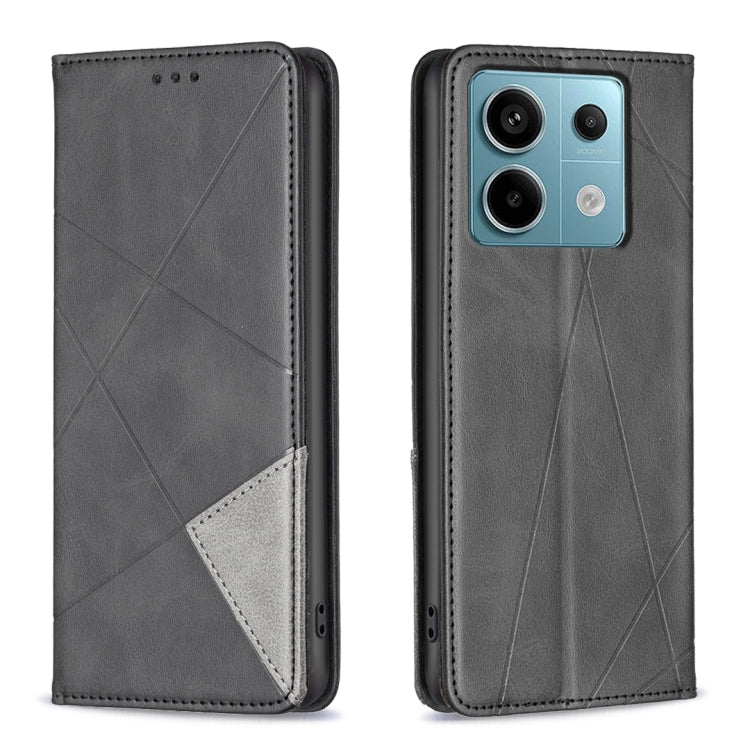 For Xiaomi Redmi Note 13 Pro 5G Rhombus Texture Magnetic Leather Phone Case(Black) - Xiaomi Cases by PMC TechLife | Online Shopping South Africa | PMC TechLife | Buy Now Pay Later Mobicred