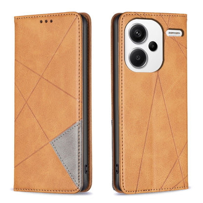 For Xiaomi Redmi Note 13 Pro+ 5G Rhombus Texture Magnetic Leather Phone Case(Yellow) - Xiaomi Cases by PMC Jewellery | Online Shopping South Africa | PMC Jewellery | Buy Now Pay Later Mobicred