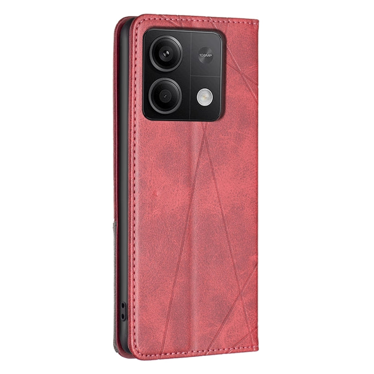 For Xiaomi Redmi Note 13 Rhombus Texture Magnetic Leather Phone Case(Red) - Xiaomi Cases by PMC Jewellery | Online Shopping South Africa | PMC Jewellery | Buy Now Pay Later Mobicred