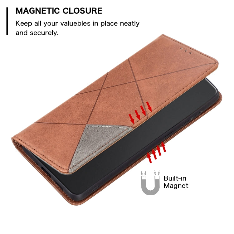 For Xiaomi 13T / 13T Pro / Redmi K60 Ultra Rhombus Texture Magnetic Leather Phone Case(Brown) - Redmi K60 Ultra Cases by PMC Jewellery | Online Shopping South Africa | PMC Jewellery | Buy Now Pay Later Mobicred