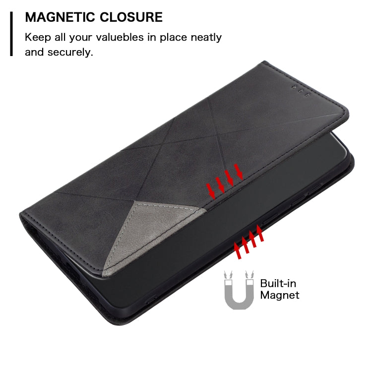 For Xiaomi Redmi 13C Rhombus Texture Magnetic Leather Phone Case(Black) - 13C Cases by PMC TechLife | Online Shopping South Africa | PMC TechLife | Buy Now Pay Later Mobicred