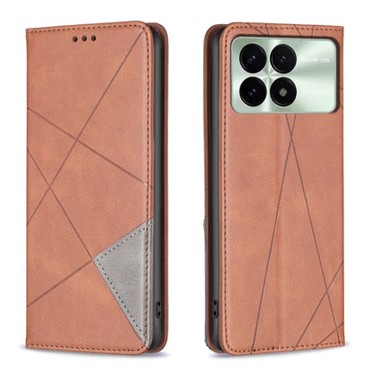 For Xiaomi Redmi K70 / K70 Pro Rhombus Texture Magnetic Leather Phone Case(Brown) - K70 Pro Cases by PMC Jewellery | Online Shopping South Africa | PMC Jewellery | Buy Now Pay Later Mobicred