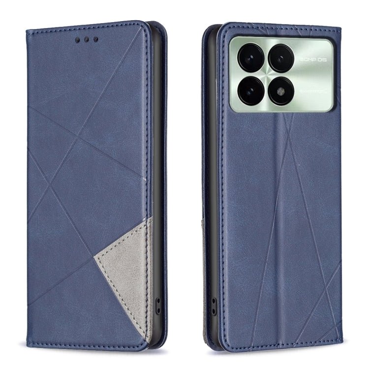 For Xiaomi Redmi K70 / K70 Pro Rhombus Texture Magnetic Leather Phone Case(Blue) - K70 Pro Cases by PMC Jewellery | Online Shopping South Africa | PMC Jewellery | Buy Now Pay Later Mobicred