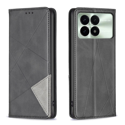 For Xiaomi Redmi K70E Rhombus Texture Magnetic Leather Phone Case(Black) - K70E Cases by PMC Jewellery | Online Shopping South Africa | PMC Jewellery | Buy Now Pay Later Mobicred