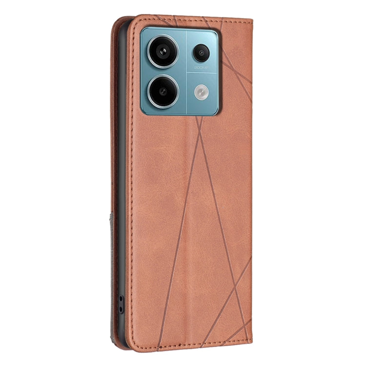 For Xiaomi Redmi Note 13 Pro 4G Global Rhombus Texture Magnetic Leather Phone Case(Brown) - Note 13 Pro Cases by PMC Jewellery | Online Shopping South Africa | PMC Jewellery | Buy Now Pay Later Mobicred