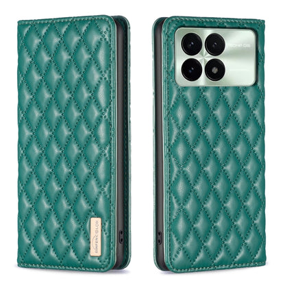 For Xiaomi Redmi K70E Diamond Lattice Magnetic Leather Flip Phone Case(Green) - K70E Cases by PMC Jewellery | Online Shopping South Africa | PMC Jewellery