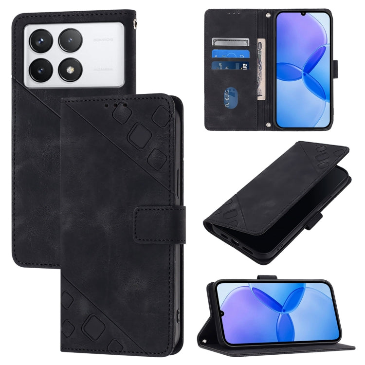 For Xiaomi Redmi K70 / K70 Pro Skin Feel Embossed Leather Phone Case(Black) - K70 Cases by PMC Jewellery | Online Shopping South Africa | PMC Jewellery | Buy Now Pay Later Mobicred