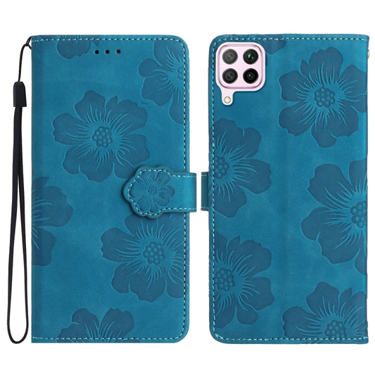 For Huawei P40 lite Flower Embossing Pattern Leather Phone Case(Blue) - Huawei Cases by PMC Jewellery | Online Shopping South Africa | PMC Jewellery