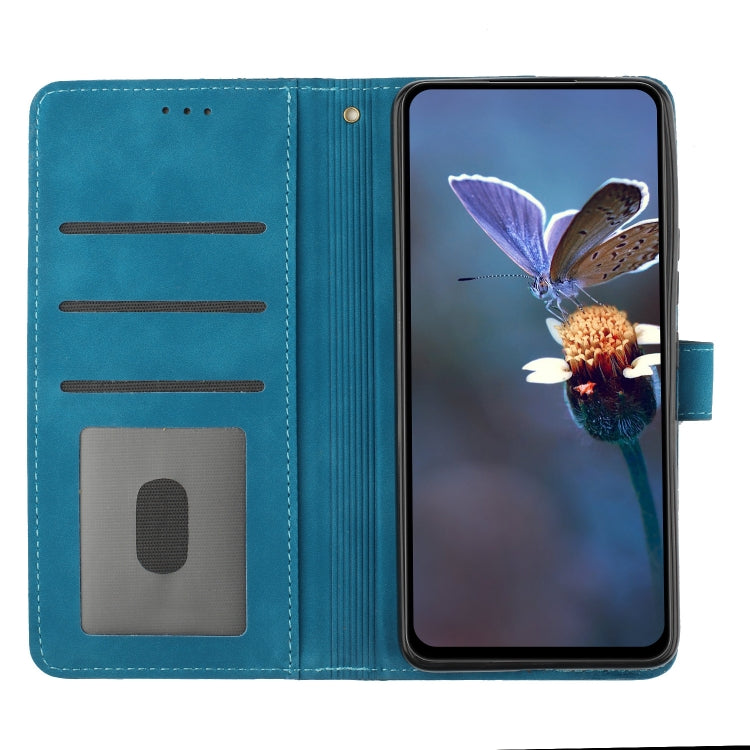 For OPPO A18 Flower Embossing Pattern Leather Phone Case(Blue) - A18 Cases by PMC TechLife | Online Shopping South Africa | PMC TechLife | Buy Now Pay Later Mobicred