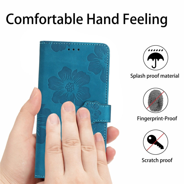 For OPPO A18 Flower Embossing Pattern Leather Phone Case(Blue) - A18 Cases by PMC TechLife | Online Shopping South Africa | PMC TechLife | Buy Now Pay Later Mobicred