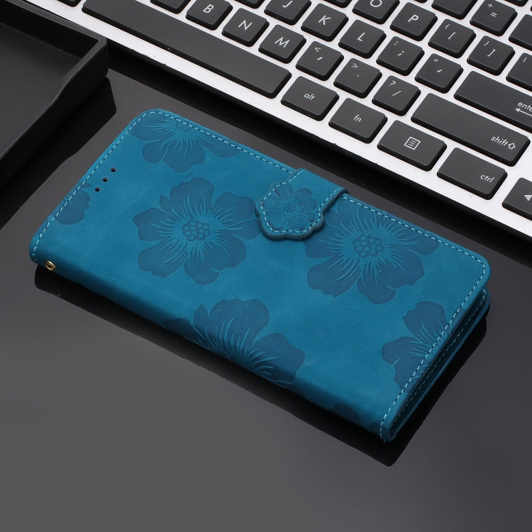For OPPO A18 Flower Embossing Pattern Leather Phone Case(Blue) - A18 Cases by PMC TechLife | Online Shopping South Africa | PMC TechLife | Buy Now Pay Later Mobicred