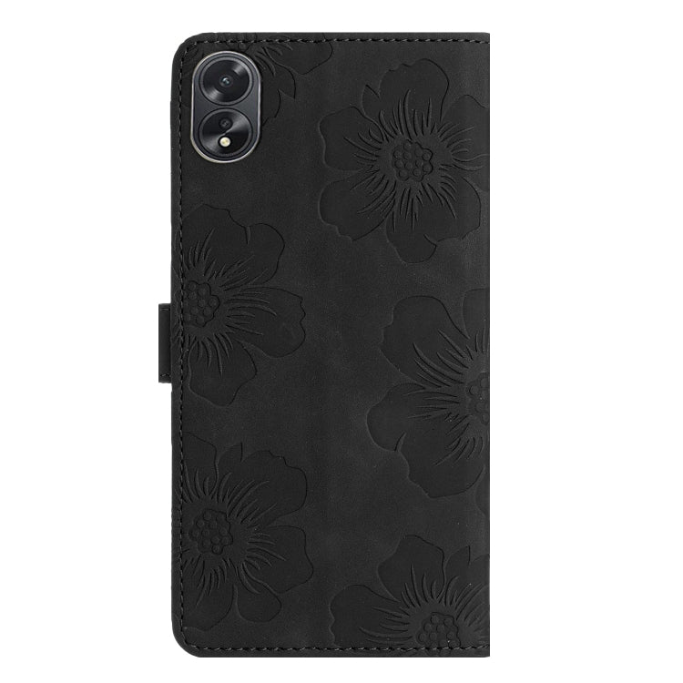 For OPPO A38 Flower Embossing Pattern Leather Phone Case(Black) - A38 Cases by PMC TechLife | Online Shopping South Africa | PMC TechLife | Buy Now Pay Later Mobicred