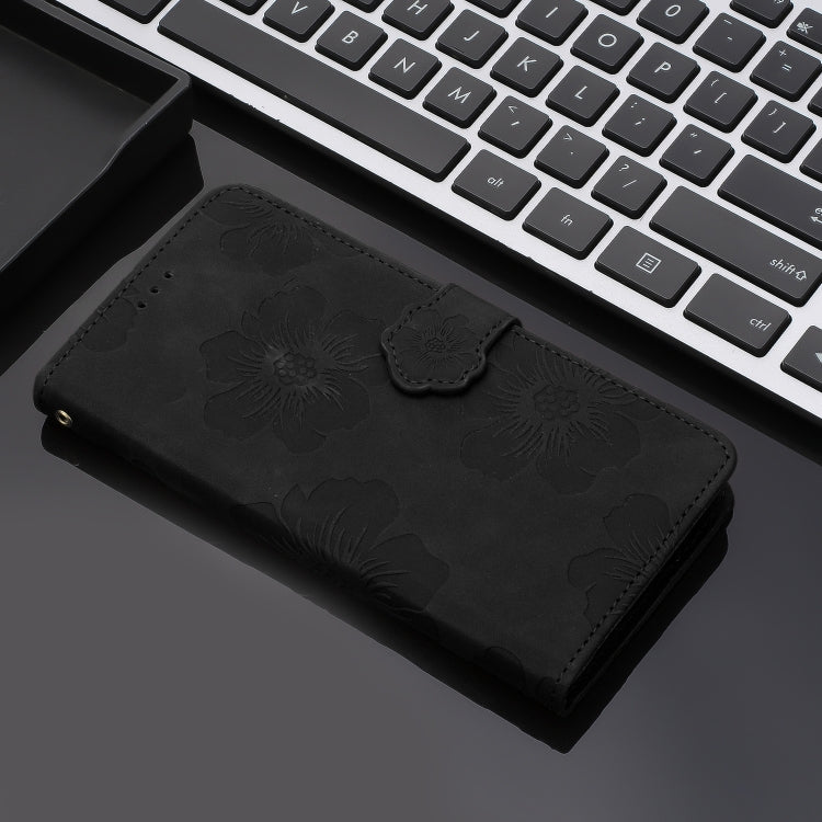 For OPPO A38 Flower Embossing Pattern Leather Phone Case(Black) - A38 Cases by PMC TechLife | Online Shopping South Africa | PMC TechLife | Buy Now Pay Later Mobicred