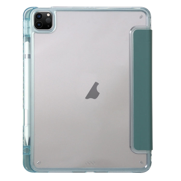For iPad Pro 13 2024 Clear Acrylic 3-Fold Leather Tablet Case(Dark Green) - iPad Pro 13 2024 Cases by PMC TechLife | Online Shopping South Africa | PMC TechLife | Buy Now Pay Later Mobicred