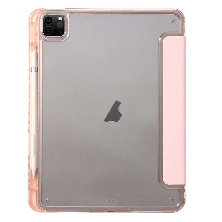 For iPad Pro 13 2024 Clear Acrylic 3-Fold Leather Tablet Case(Pink) - iPad Pro 13 2024 Cases by PMC Jewellery | Online Shopping South Africa | PMC Jewellery | Buy Now Pay Later Mobicred