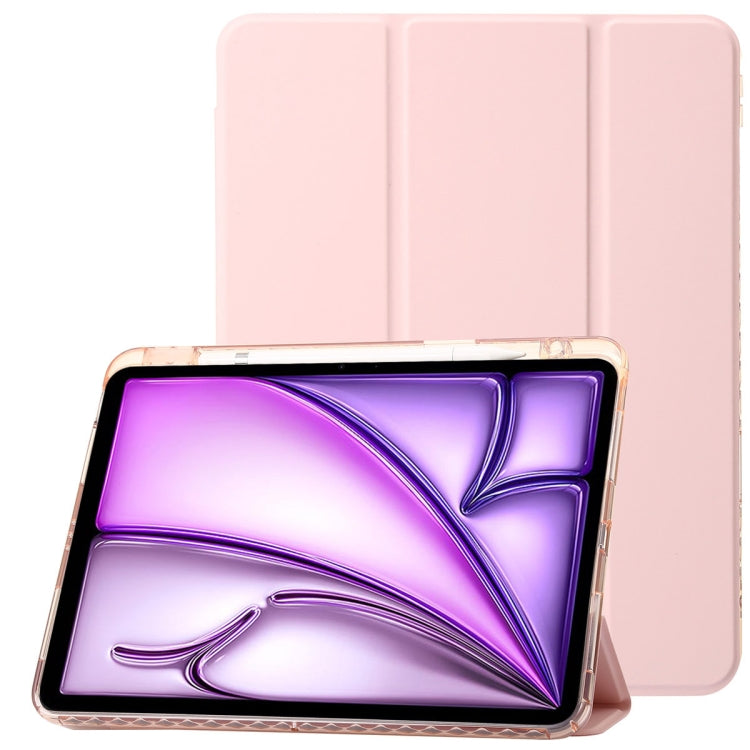 For iPad Air 13 2024 Clear Acrylic 3-Fold Leather Tablet Case(Pink) - iPad Air 13 2024 Cases by PMC Jewellery | Online Shopping South Africa | PMC Jewellery | Buy Now Pay Later Mobicred