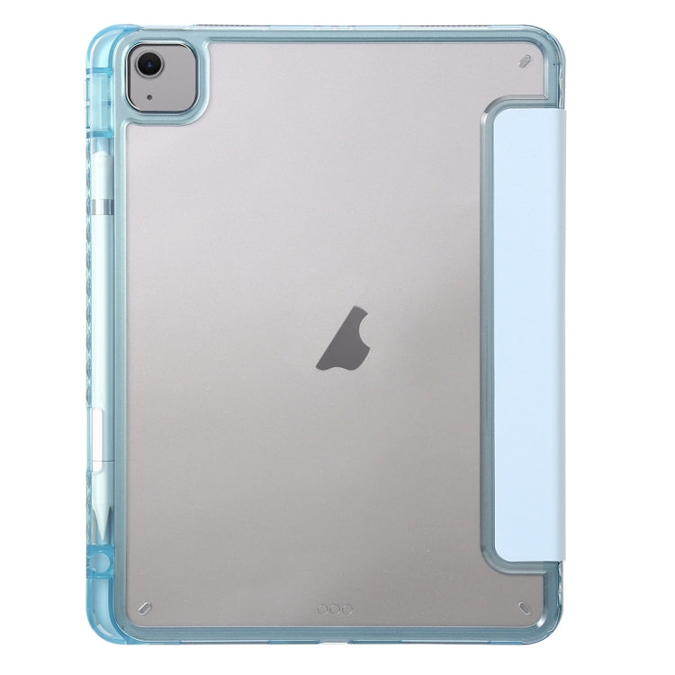 For iPad Air 13 2025 / 2024 Clear Acrylic 3-Fold Leather Tablet Case(Ice Blue) - iPad Air 13 2025 / 2024 Cases by PMC TechLife | Online Shopping South Africa | PMC TechLife | Buy Now Pay Later Mobicred