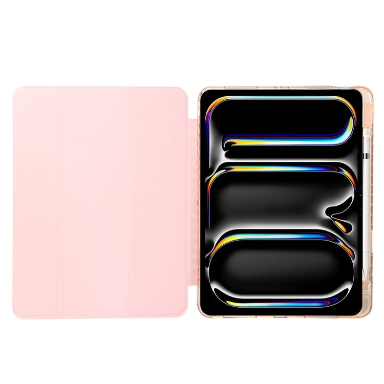 For iPad Pro 13 2024 Clear Acrylic 3-Fold Leather Tablet Case(Black) - iPad Pro 13 2024 Cases by PMC TechLife | Online Shopping South Africa | PMC TechLife | Buy Now Pay Later Mobicred