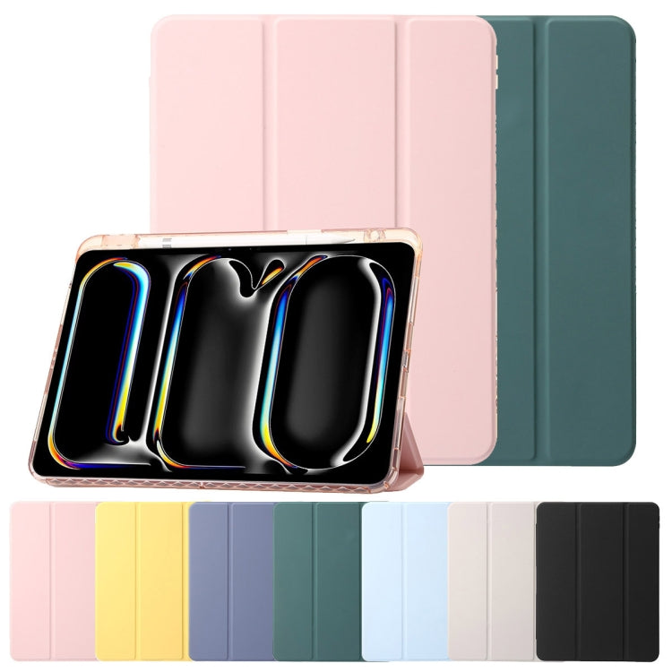 For iPad Air 11 2025 / 2024 Clear Acrylic 3-Fold Leather Tablet Case(Dark Green) - iPad Air 11 2025 / 2024 Cases by PMC TechLife | Online Shopping South Africa | PMC TechLife | Buy Now Pay Later Mobicred