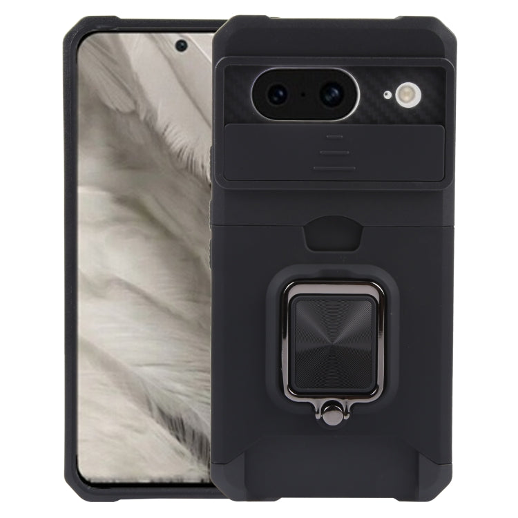 For Google Pixel 8 Camera Shield Card Slot PC+TPU Phone Case(Black) - Google Cases by PMC Jewellery | Online Shopping South Africa | PMC Jewellery | Buy Now Pay Later Mobicred