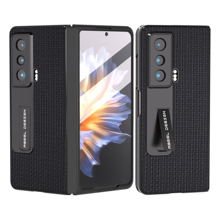 For Honor Magic Vs ABEEL Integrated Genuine Leather Luxury Series Phone Case with Holder(Black) - Honor Cases by PMC TechLife | Online Shopping South Africa | PMC TechLife | Buy Now Pay Later Mobicred