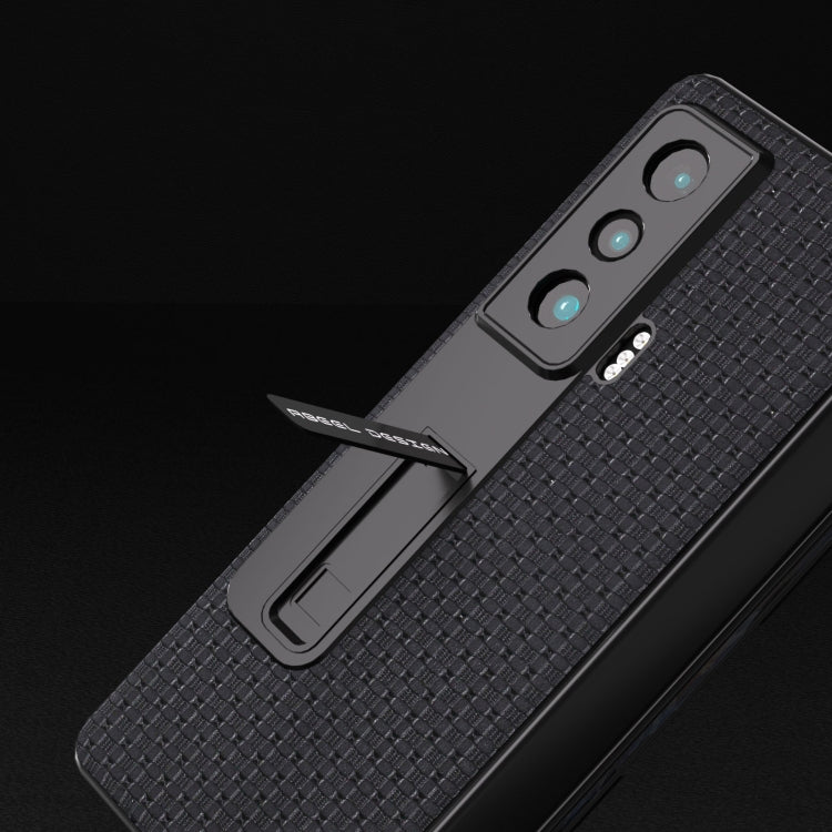 For Honor Magic Vs ABEEL Integrated Genuine Leather Luxury Series Phone Case with Holder(Black) - Honor Cases by PMC TechLife | Online Shopping South Africa | PMC TechLife | Buy Now Pay Later Mobicred
