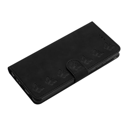 For iPhone 16 Plus Seven Butterflies Embossed Leather Phone Case(Black) - iPhone 16 Plus Cases by PMC Jewellery | Online Shopping South Africa | PMC Jewellery | Buy Now Pay Later Mobicred