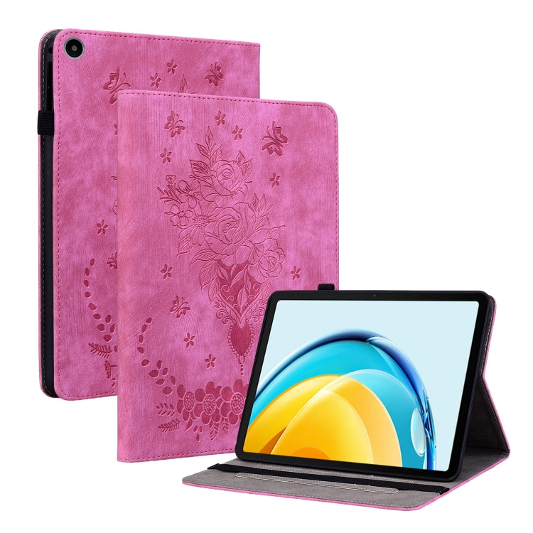 For Huawei MatePad SE 10.4 Butterfly Rose Embossed Leather Tablet Case(Rose Red) - Huawei Cases by PMC TechLife | Online Shopping South Africa | PMC TechLife | Buy Now Pay Later Mobicred