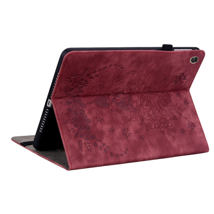 For Huawei MatePad T 10s/Enjoy Tablet 2 Butterfly Rose Embossed Leather Tablet Case(Red) - Huawei Cases by PMC TechLife | Online Shopping South Africa | PMC TechLife | Buy Now Pay Later Mobicred