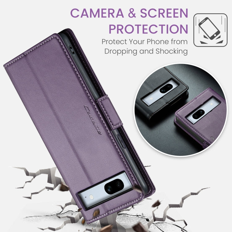 For Google Pixel 7a CaseMe 023 Butterfly Buckle Litchi Texture RFID Anti-theft Leather Phone Case(Pearly Purple) - Google Cases by CaseMe | Online Shopping South Africa | PMC Jewellery | Buy Now Pay Later Mobicred