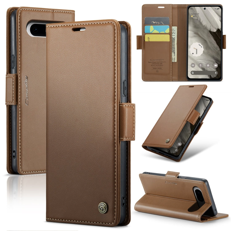 For Google Pixel 8 CaseMe 023 Butterfly Buckle Litchi Texture RFID Anti-theft Leather Phone Case(Brown) - Google Cases by CaseMe | Online Shopping South Africa | PMC Jewellery | Buy Now Pay Later Mobicred